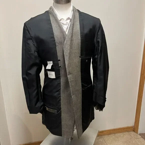 Loro Piana John W Nordstrom 100% Cashmere Gray Herringbone Blazer Jacket 42L 42